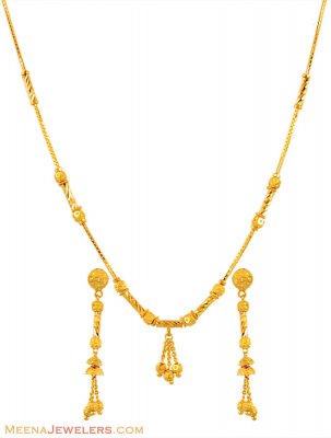 22k Fancy Gold  Necklace Set ( Light Sets )