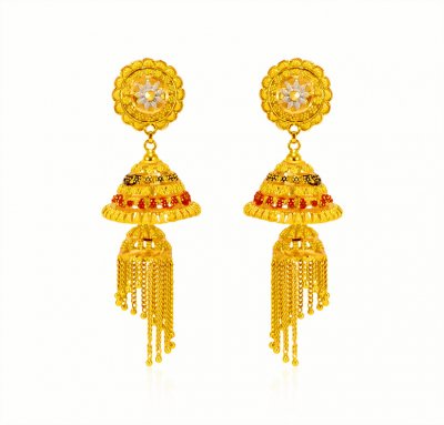 22K Gold Chandelier Earrings ( Long Earrings )