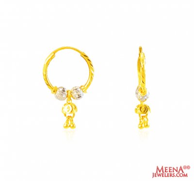 22Kt Gold Two Tone Hoop Earrings ( Hoop Earrings )