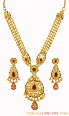 22K Gold Antique Necklace Set ( Antique Necklace Sets )