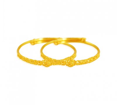 22k Gold Baby Kadas (2 Pc) ( Baby Bangles )