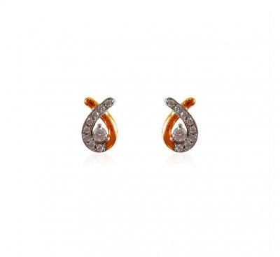 18K Yellow Gold Diamond Earrings ( Diamond Earrings )