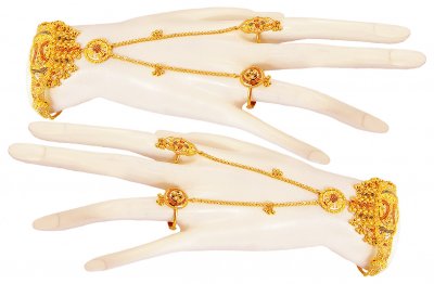 22K Gold Three Tone Panja (2PCs) ( Ladies Bracelets )