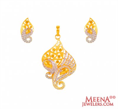 22K Gold CZ stone Pendant Set ( Fancy Pendant Set )