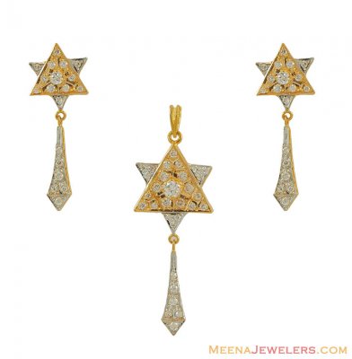 22K Gold Star Pendant Set ( Fancy Pendant Set )