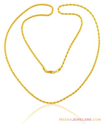 22K Hollow Rope Chain (20 Inches) ( Plain Gold Chains )