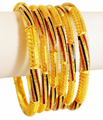 22K Traditional Meena Bangles Set ( Set of Bangles )