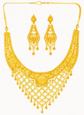 22Karat Gold Necklace Earring Set ( 22 Kt Gold Sets )