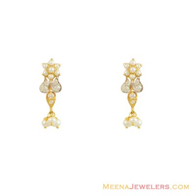 22k Pearls,Stones Earrings ( Signity Earrings )