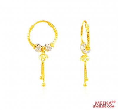 22Kt Gold Two Tone Hoop Earrings ( Hoop Earrings )