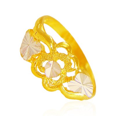 22Kt Gold Two Tone Ring ( Ladies Gold Ring )