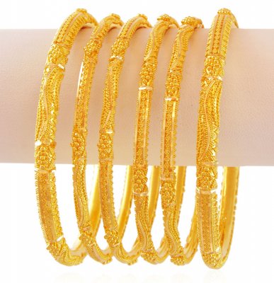 Gold Bangles Set(Set of 6) ( Set of Bangles )