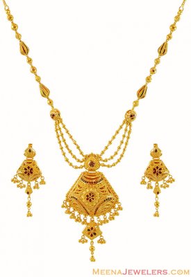 Meenakari 22K Necklace Set ( 22 Kt Gold Sets )