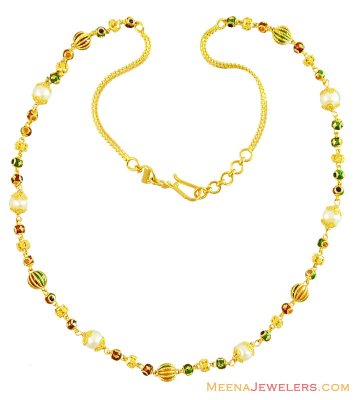 Fancy Meenakari Pearls Chain 22k ( 22Kt Gold Fancy Chains )