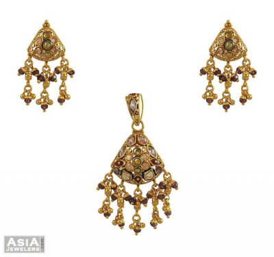 22k Indian Antique Pendant Set ( Antique Pendant Sets )