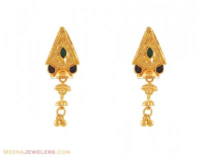 Earring With Enamel Paint ( 22Kt Gold Fancy Earrings )