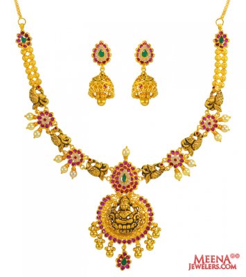 22 Kt Necklace Set (Temple Jewelry) ( Antique Necklace Sets )