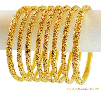 22k Gold Filigree Bangles Set(4 Pc) ( Set of Bangles )