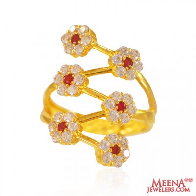 22K Gold Ruby Designer Ring ( Mens Signity Rings )