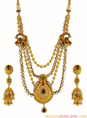 22K Exclusive Kundan Necklace Set ( Antique Necklace Sets )