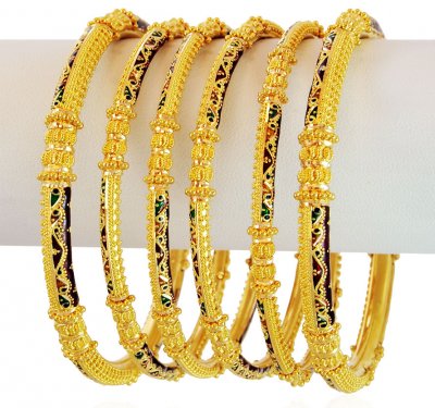 Traditional Meena Gold Bangles 6PC ( Set of Bangles )