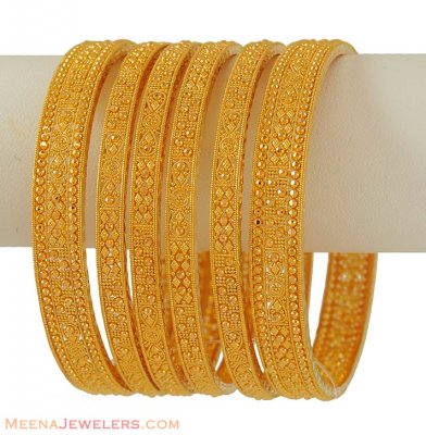 22K Gold Indian Bangles Set ( Set of Bangles )