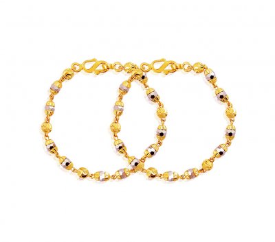 Kids Gold Maniya 2PCs ( Black Bead Bracelets )