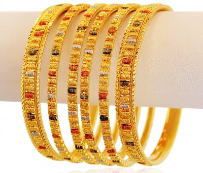 Multi Tone Gold Bangles Set ( Set of Bangles )