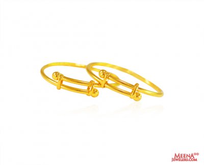 22K Gold Pipe Style Kids Kada (2PC) ( Baby Bangles )