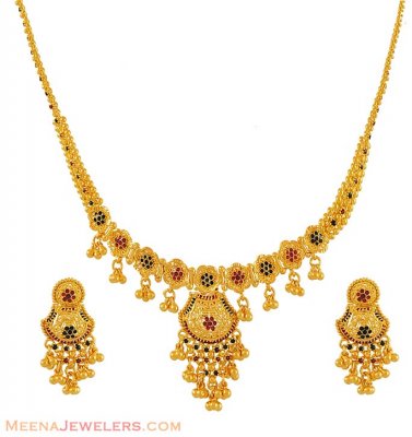 22Kt Meenakari Necklace Set ( 22 Kt Gold Sets )