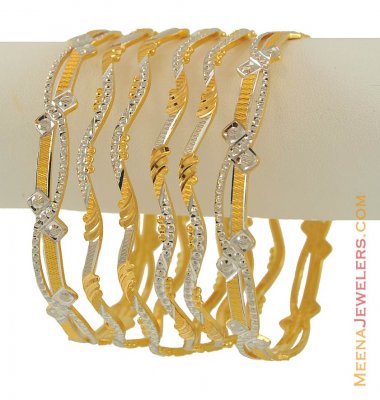 22k Designer White Rhodium Bangles(6 pcs)  ( Set of Bangles )