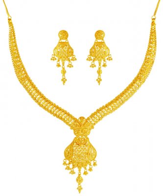 22kt Gold Necklace Earring Set ( 22 Kt Gold Sets )