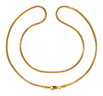 22kt Gold Two Tone Box Chain ( Plain Gold Chains )