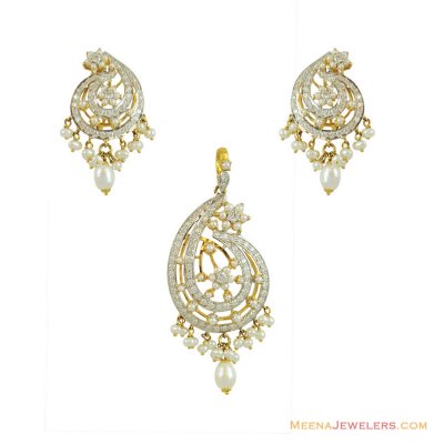 22K Exclusive Pearl Pendant Set ( Fancy Pendant Set )