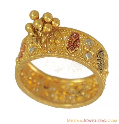 22K Indian 2 Tone Band ( Ladies Gold Ring )