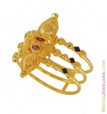 22Kt Gold MeenaKari Ring ( Ladies Gold Ring )