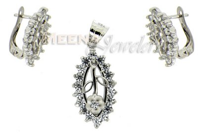 18 Kt White Gold Pendant Sets ( White Gold Pendant Sets )