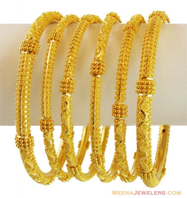 22K Filigree Pipe Bangles Set  ( Set of Bangles )