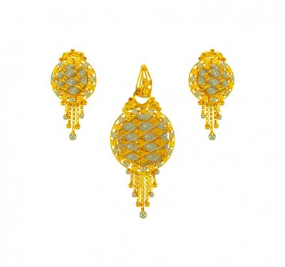 22K Gold Rhodium Finish Pendant Set ( Gold Pendant Sets )