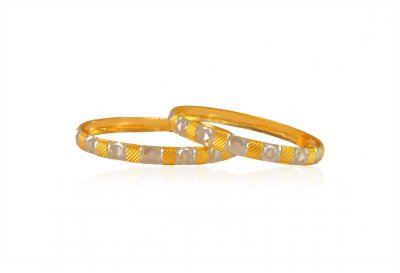 22k Gold Two Tone Baby Bangle ( Baby Bangles )