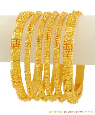 22K Gold Bangles (set of 6) ( Set of Bangles )