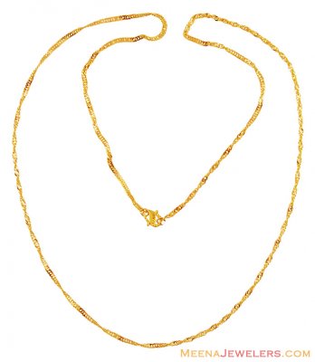 22K Fancy Spiral Chain (27 Inch) ( Plain Gold Chains )