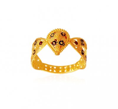 Fancy Meena 22k Gold Ring ( Ladies Gold Ring )