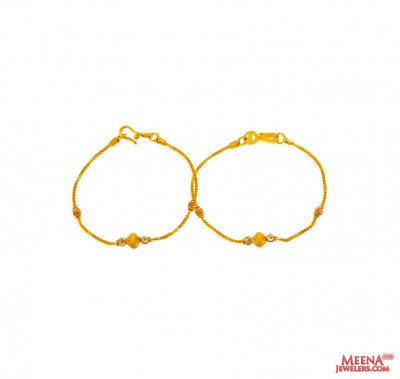 22Kt Gold TwoTone Baby Bracelet 2pc ( 22Kt Baby Bracelets )