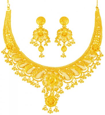 22KT Gold Necklace Earring Set ( 22 Kt Gold Sets )