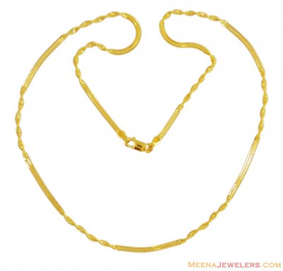 22k Gold Fancy Spiral Chain ( 22Kt Gold Fancy Chains )