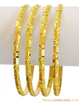 22K Gold Laser Bangles (2 pcs) ( Set of Bangles )