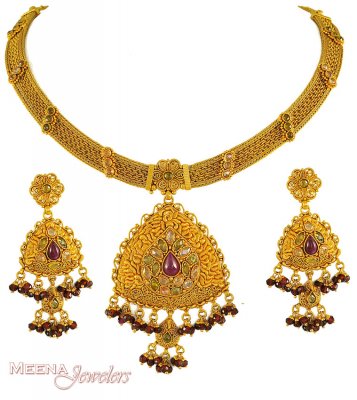 Gold Antique Necklace Set ( Antique Necklace Sets )