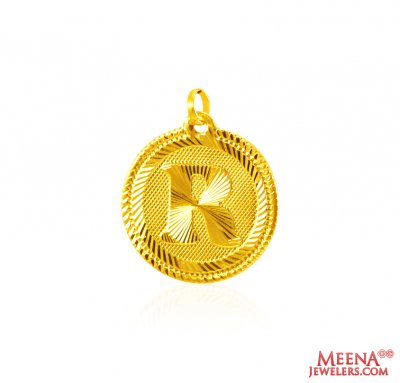 22Kt Gold Initial Pendant (R) ( Initial Pendants )