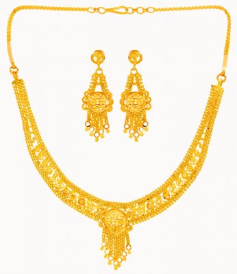 22KT Gold Necklace Earring Set ( 22 Kt Gold Sets )